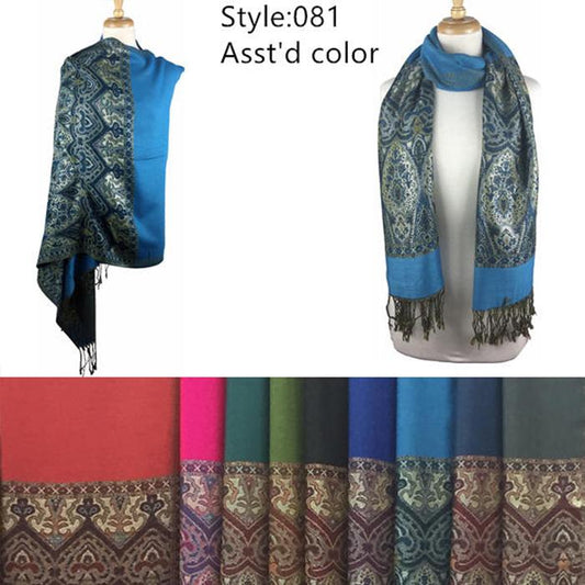 12-Pack Metallic Pashmina Shawls Assorted Colors