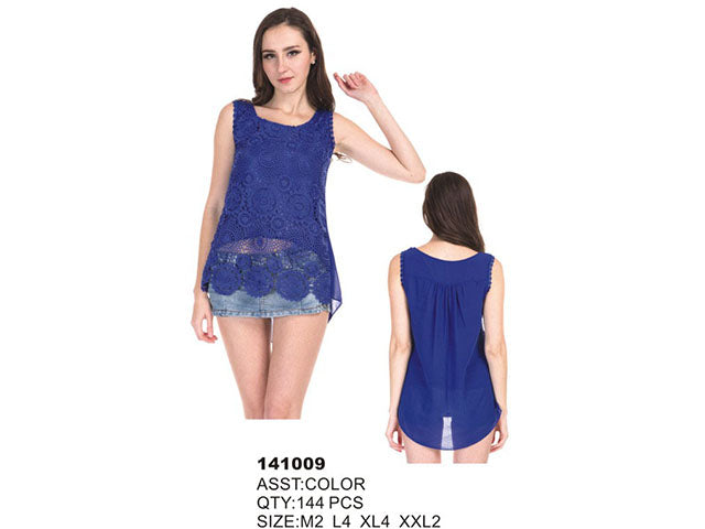 Crochet Tops With Chiffon Back GDP141009-AT