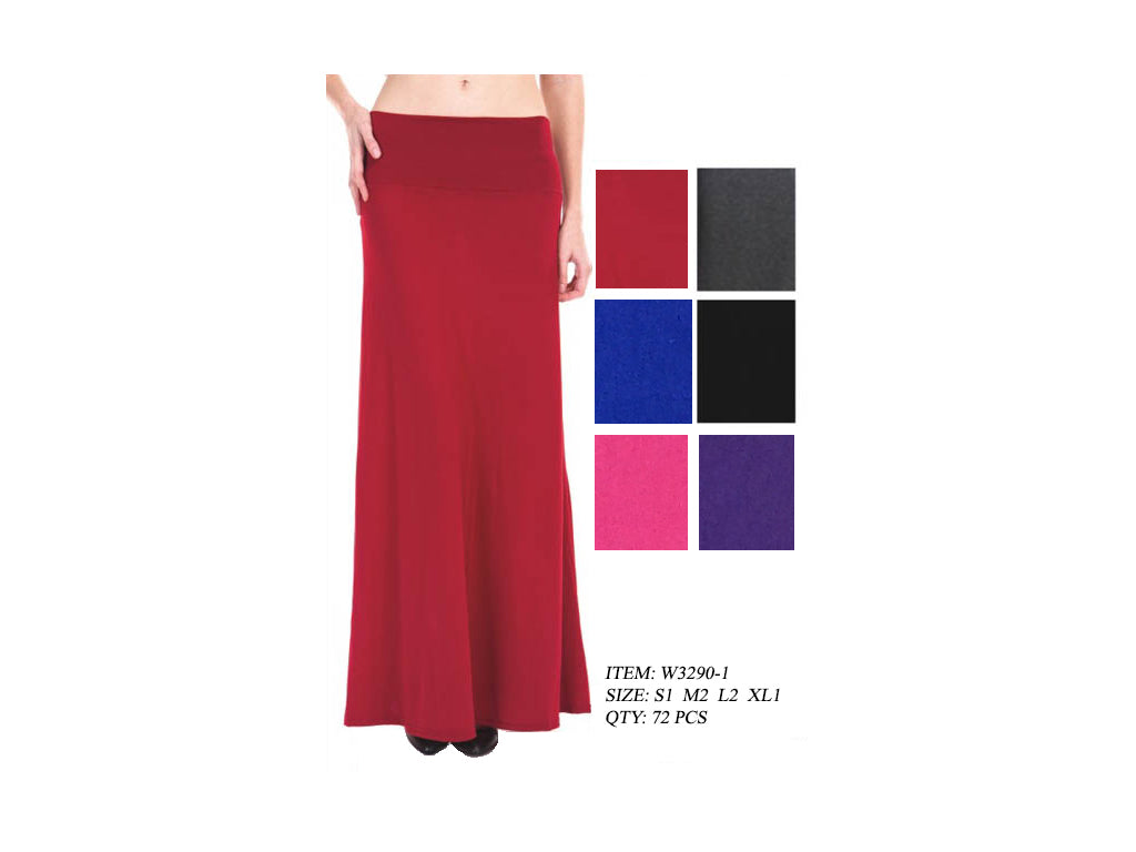 Solid Maxi Skirt Fabric GDPW3290-AT