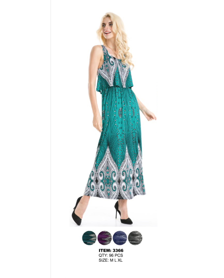 Popover Style Printed Maxi Dress GDP3366-AT