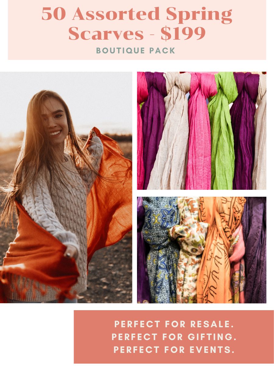 50 Assorted Spring Scarves - $199 Boutique Pack