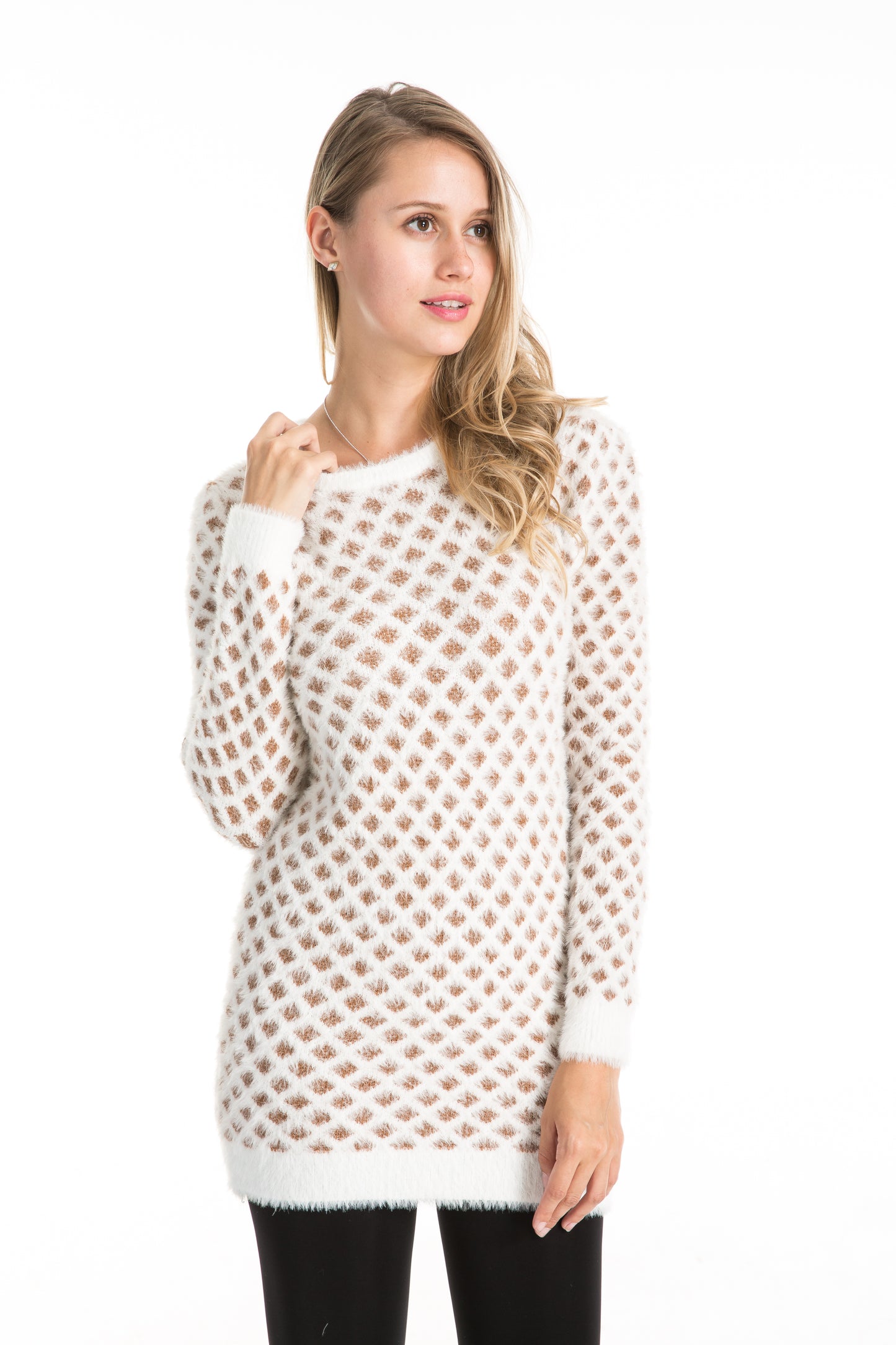 2 Tone Long Sleeve Sweater Dress GDP1641310-AT