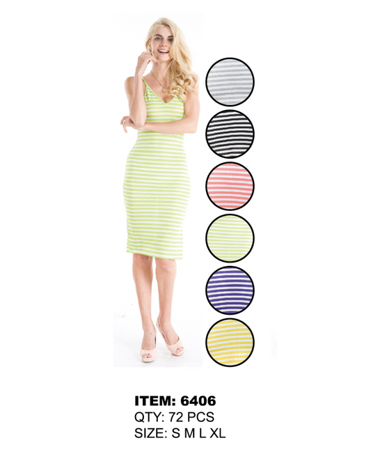 Ladies Stripe Ribs Dress- Medium Long GDP6406-AT