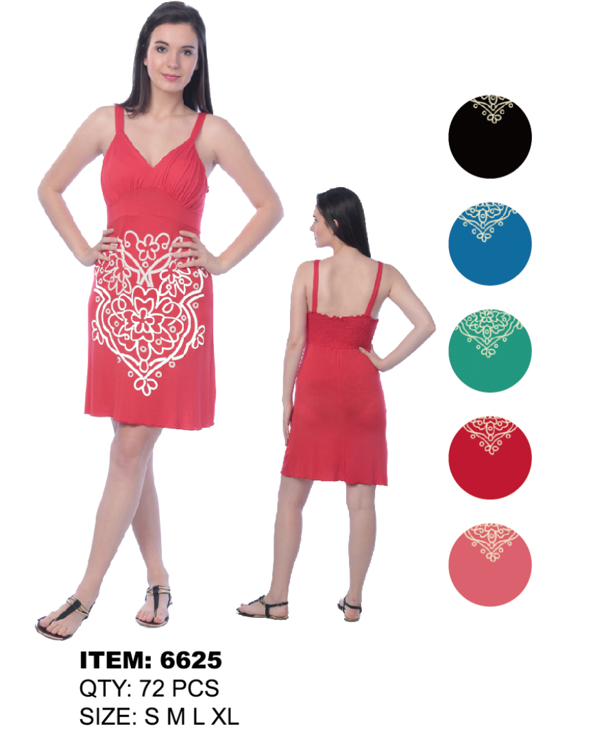 Viscose Short Dress With Puff Prints GDP6625-AT