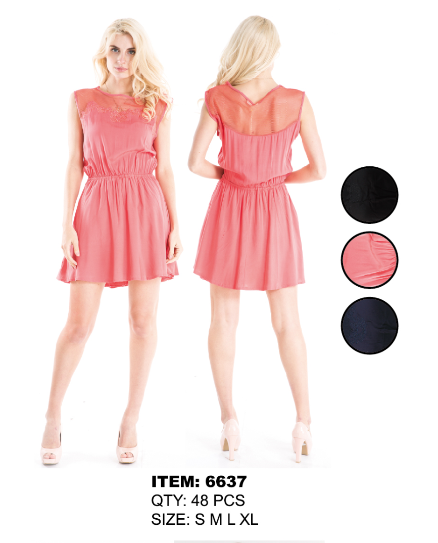 Rayon Dress With Crochet GDP6637-AT