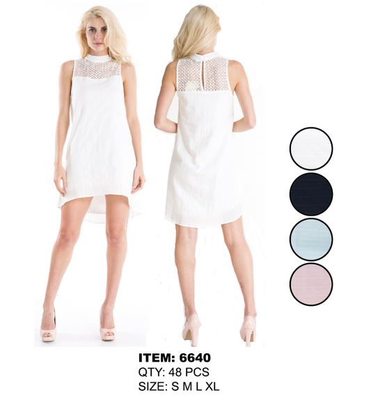 Ladies Cotton Short Dress With Lace And Lining GDP6640-AT