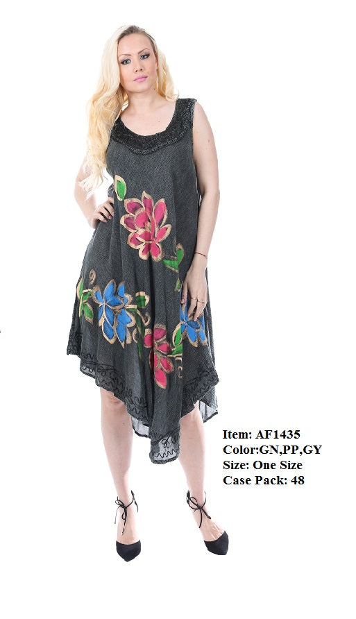 Rayon Dress Acid Wash With Brush Paint GDPAF1435-AT