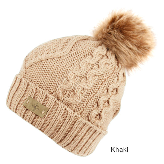 Solid & Multi Color Knit Beanie Hat With Pom Pom
