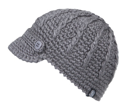 Winter Cable Knit Beanie With Small Brim Visor