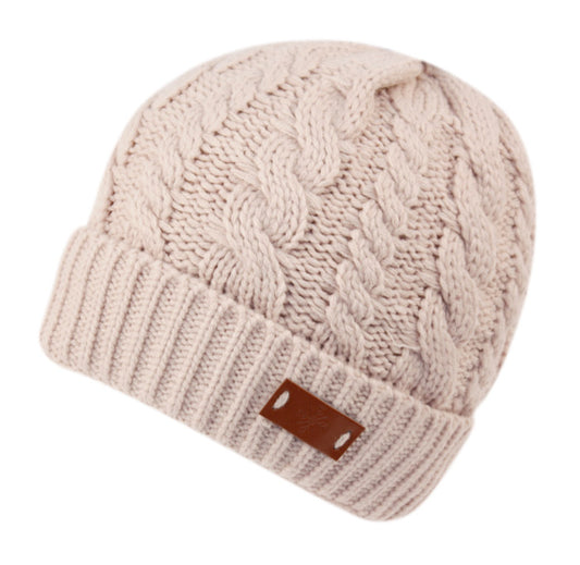 Chunky Cable Beanie With Sherpa Fleece Lining