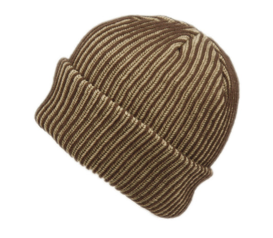 Two Tone Ribbed Knit Cuff Beanie
