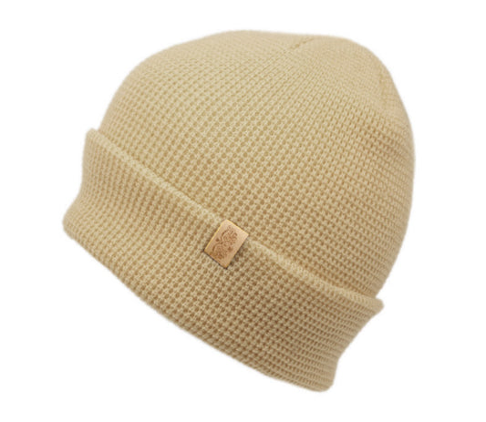 Solid Color Waffle Knit Cuff Beanie