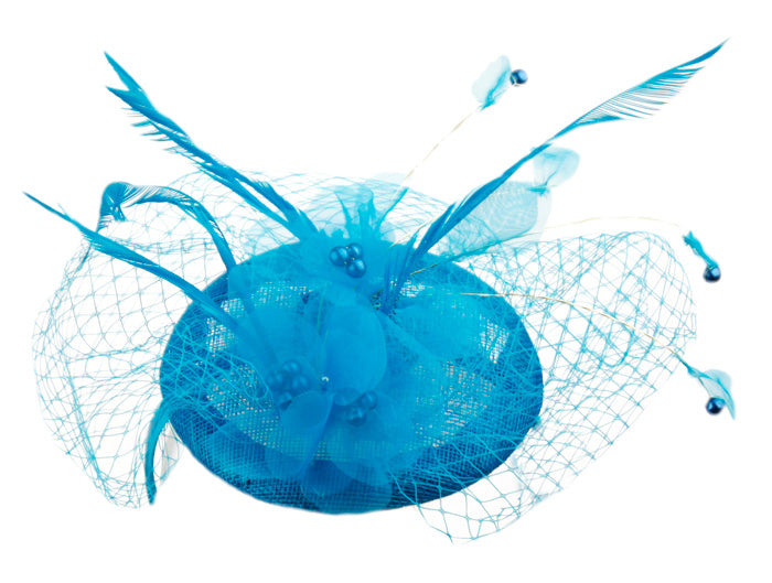 Sinamay Fascinator With Flower & Feather Trim