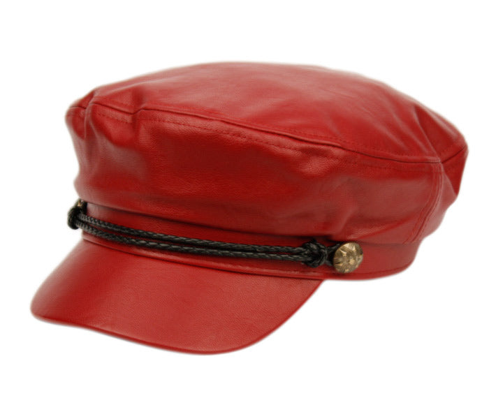 Faux Leather Greek Fisherman Hats With Braid Band