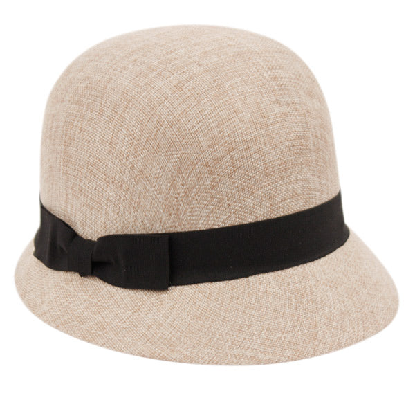 Linen/Cotton Cloche Hats With Black Band