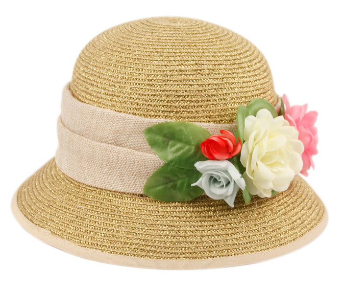 Paper Straw Braid Bucket Hats With Flower