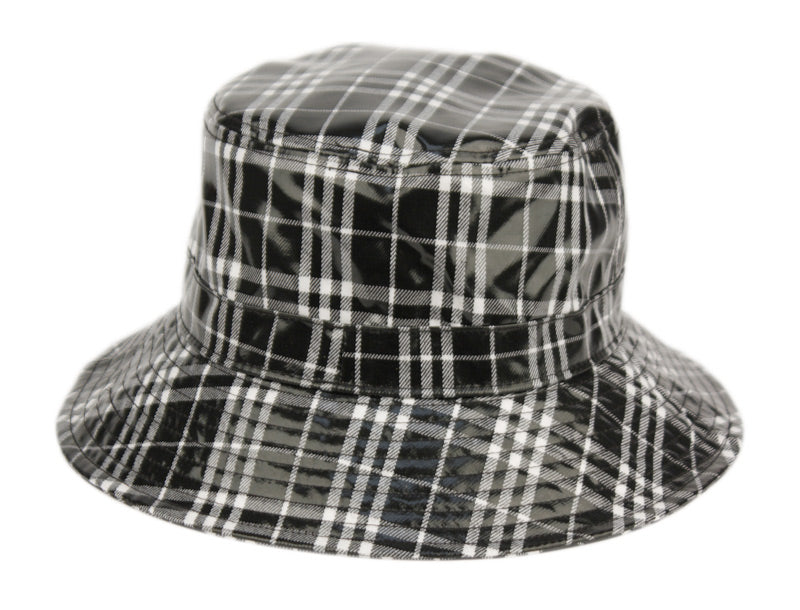 Faux Leather Plaid All Weather Bucket Hats