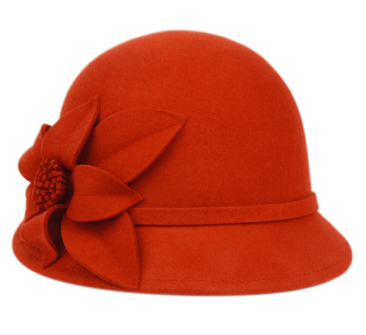 Ladies Wool Felt Hats With Side Flower