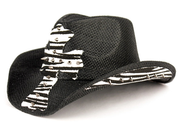 Fashion Zebra Cowboy Hats With Metal Studs