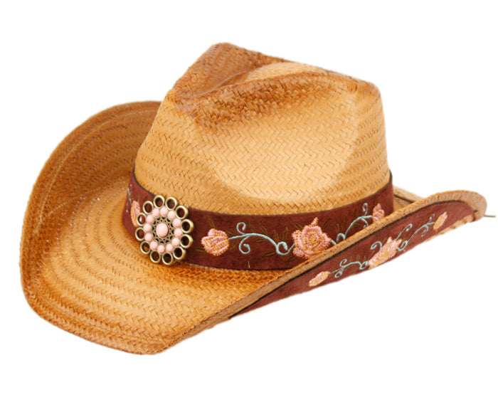 Fashion Cowboy Hats With Floral Trim Band