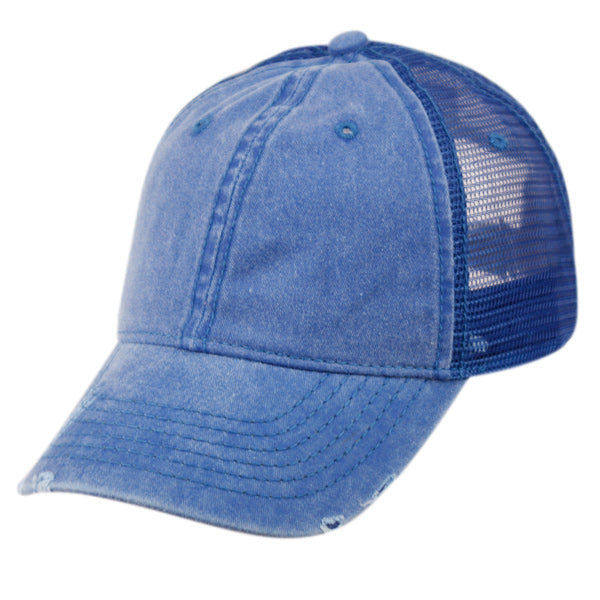Pigment Dyed Washed Cotton Trucker Cap With Mesh