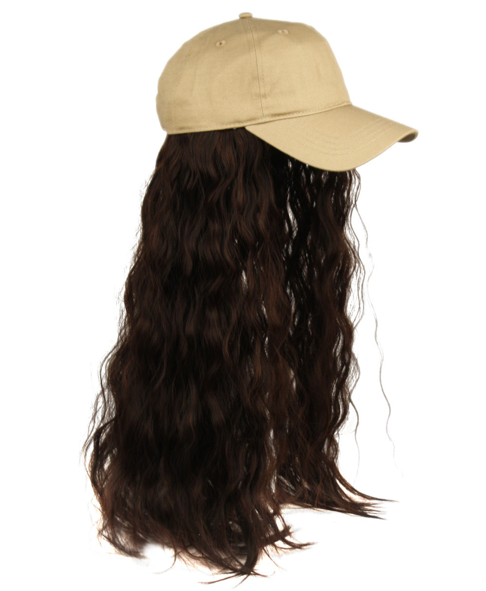Cotton Baseball Cap W/Wavy Chic Wig W/Hair