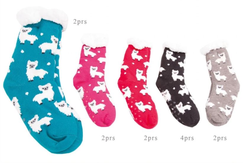 Non-slip Long Knitted Slipper Socks W/ Fleece Lining - 12Pc Set