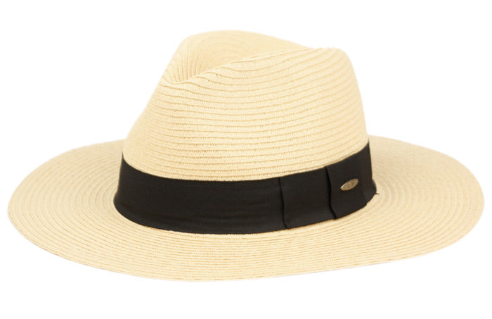 Panama Straw Fedora Hats With Grosgrain Band