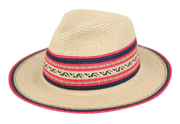 Paper Straw Braid Fedora Hats With Color Edge & Band