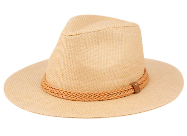Panama Paper Straw Fedora Hats With Faux Leather Band