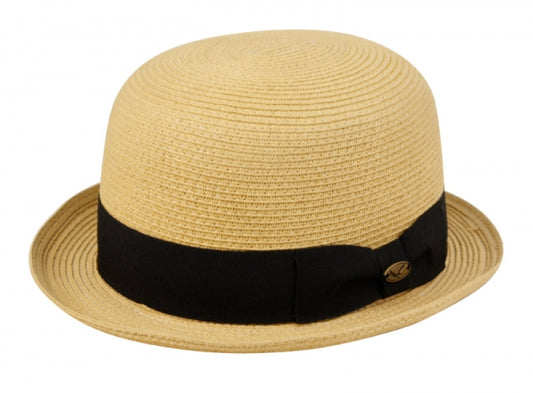 Braid Straw Bowler Hats With Grosgrain Band