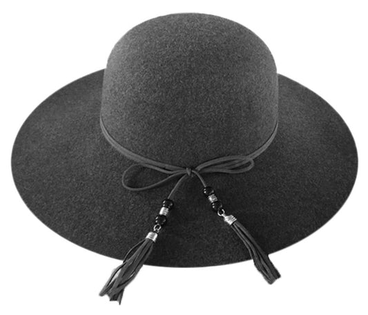Ladies Polyester Felt Floppy Hat With Faux Leather Band