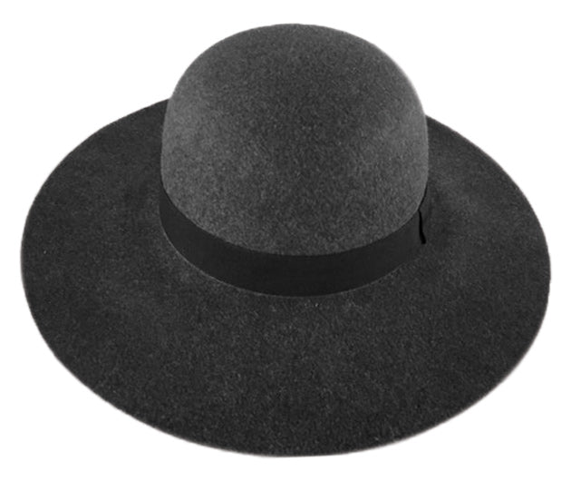 Ladies Polyester Felt Floppy Hat With Grosgrain Band