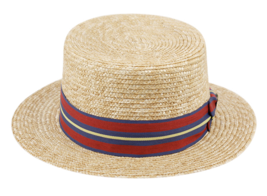 Striped Band Straw Boater Hats