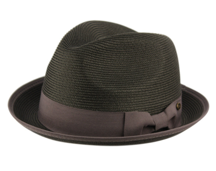 Poly Braid Fedora Hats With Band & Fabric Edge