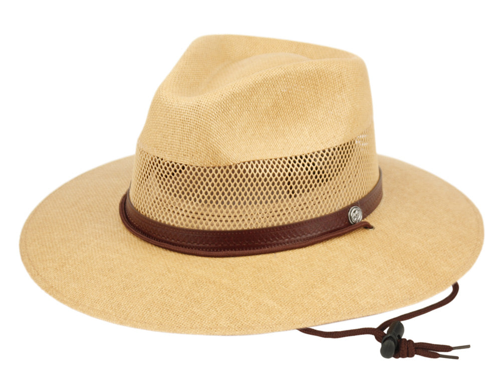 Woven Paper Straw Panama Hats With Leather Band
