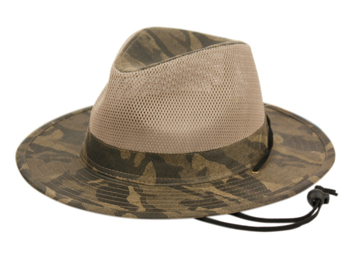 Youth Outdoor Camouflage Safari Hats With Mesh Crown
