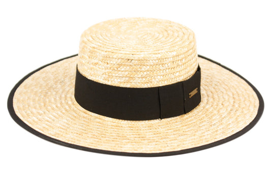 Braid Natural Straw Boater Hats W/Fabric Edge