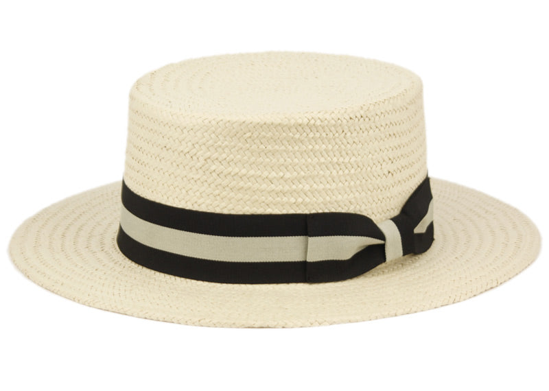 Richman Brothers Straw Boater Hats With Stripe Band