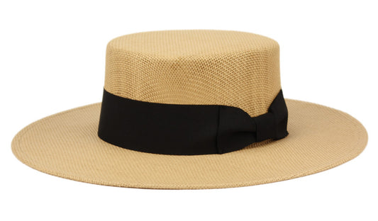 Wide Flat Brim & Crown Straw Hats W/Band