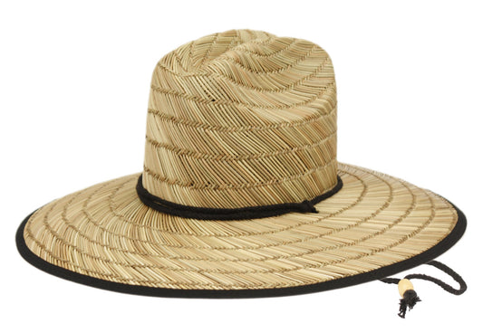 Wide Brim Straw Fedora Hats With Fabric String Band & Edge