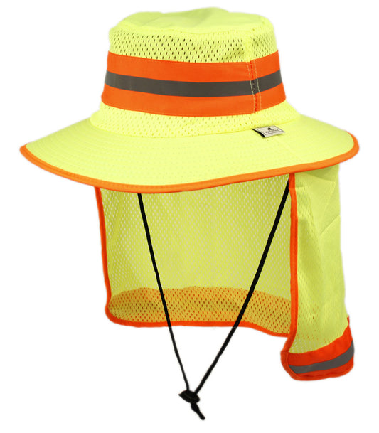 Outdoor Camping Mesh Crown Bucket Hat W/Neck Flap Cover