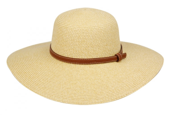 Braid Straw Floppy Hats With Leather Band