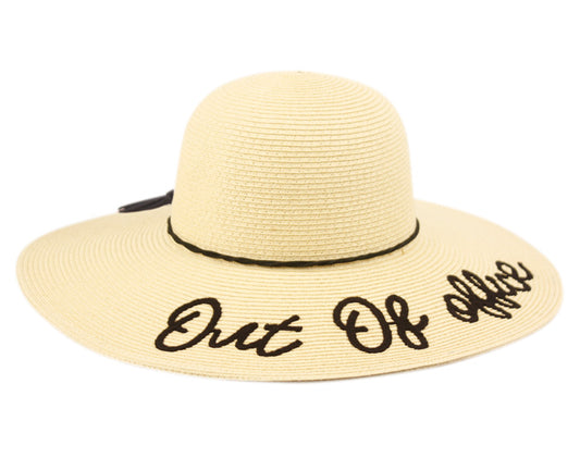 "Out Of Office" Braid Paper Straw Floppy Hats With