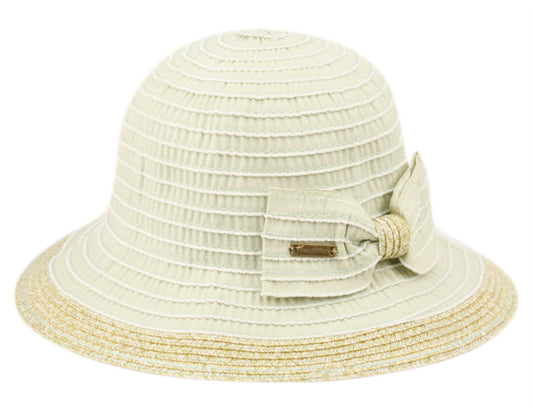 Vintage Style Packable Sun Bucket Hats With Ribbon Bow Tie