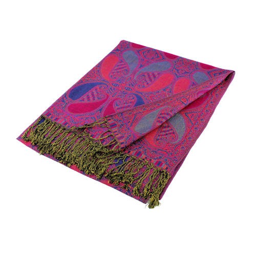 Wholesale Hot Pink Blue Paisley Pashmina Scarf