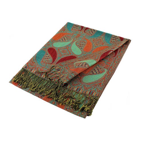 Wholesale Red Kelly Green Paisley Pashmina Scarf