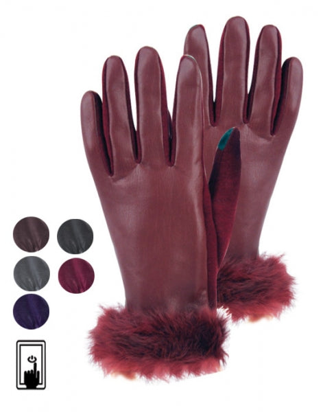 Ladies Faux Leather Glove W/Screen Touch