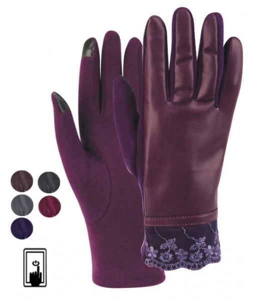 Ladies Faux Leather Touch Screen Glove