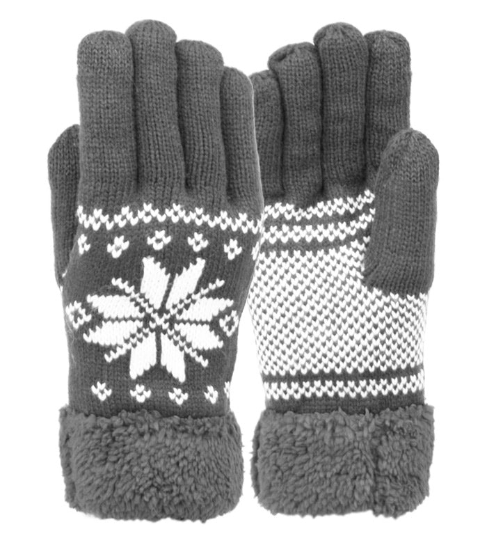 Snowflake Winter Knit Gloves W/Screen Touch